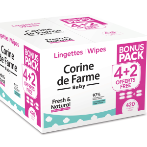 Jumbo Pack lingettes bébé Fresh&Natural 4+2 - Corine de Farme