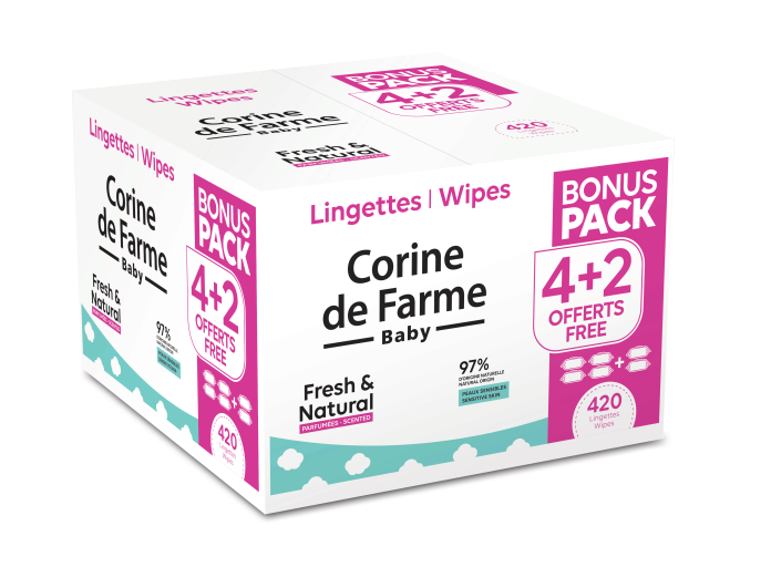 Jumbo Pack lingettes bébé Fresh&Natural 4+2 - Corine de Farme